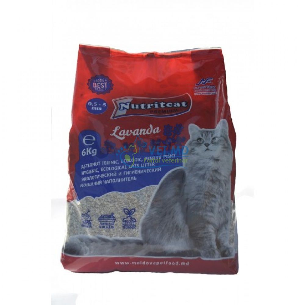 Nutricat Premium, Asternut igienic cu aromă de levănțică pentru pisici (Granule medii) , 6 kg